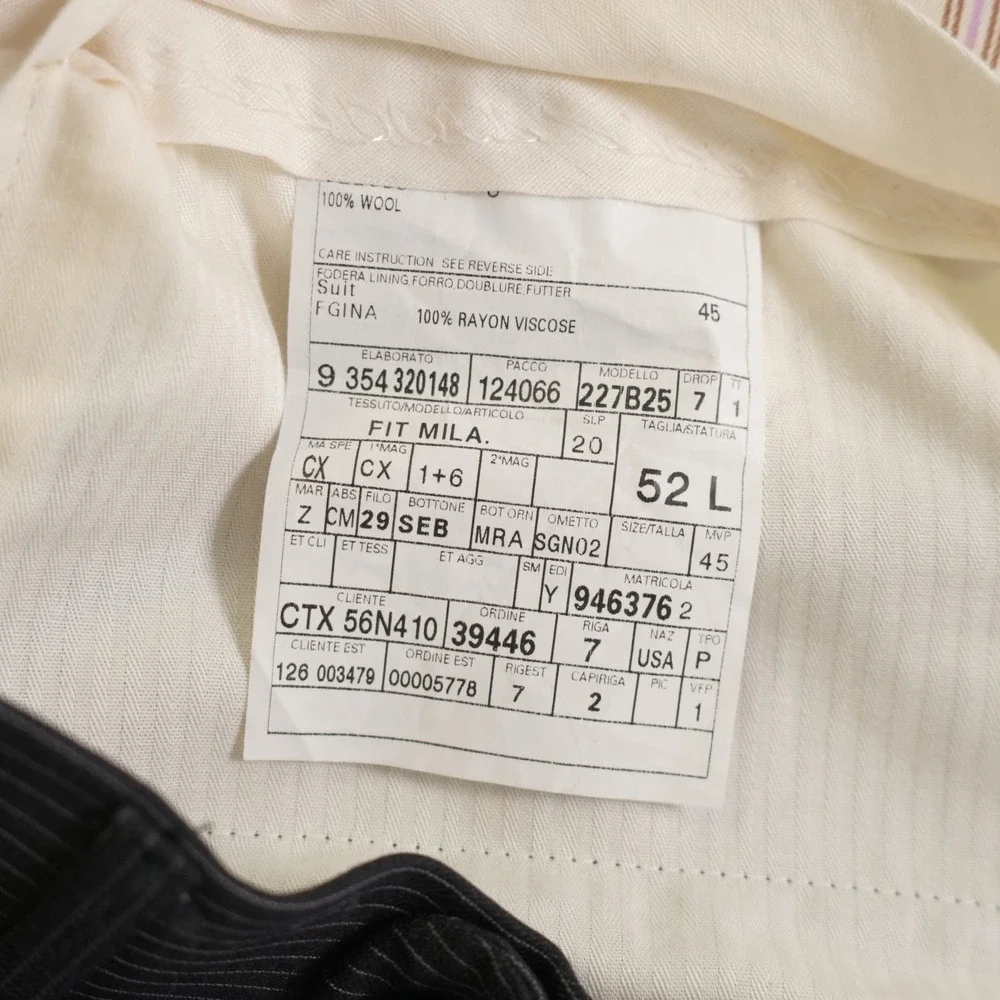 NEW‎ Ermenegildo Zegna Black Striped Trofeo Wool 2 Piece Suit 38L 33 / 32